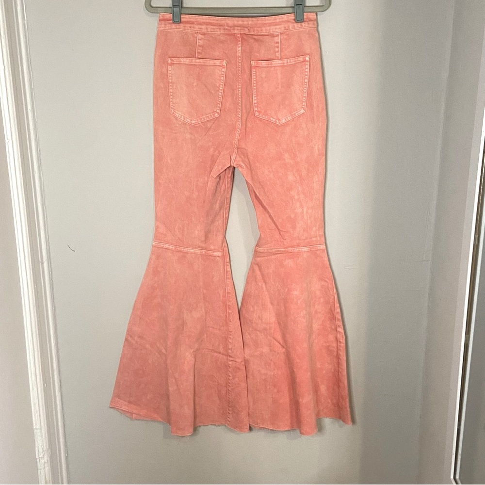 Free People Pink High-Waist Flare Jeans - Picture 5 of 7